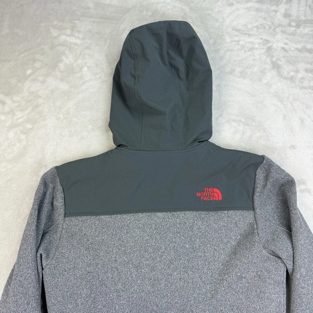 The North Face Gordon Lyons Insulated Hoodie Mens Small Gray Red Full Zip Jacket